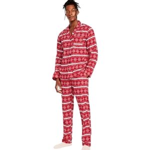 Old Navy Mens Red Snowflake Holiday 2pc Pajama Set Size Medium